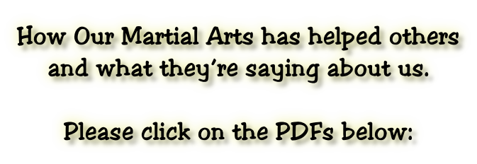 How Our Martial Arts has helped others and what they’re saying about us.  Please click on the PDFs below: