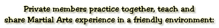 Private members practice together, teach and share Martial Arts experience in a friendly environment: