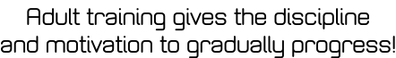 Adult training gives the discipline and motivation to gradually progress!